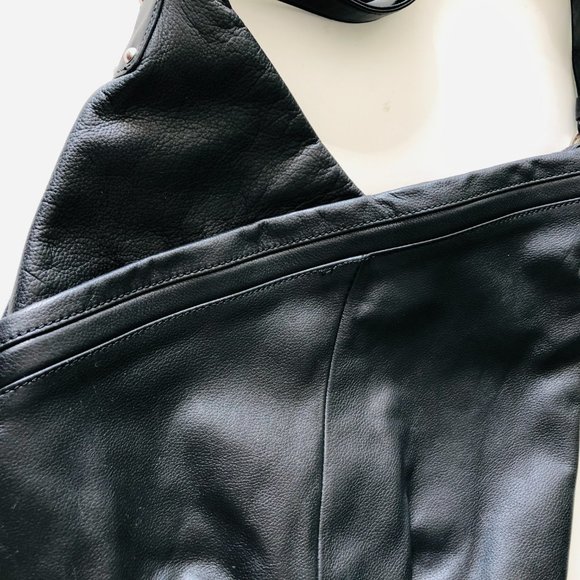 VINTAGE NYC Perlina Black Leather Shoulder Bag EUC - Picture 8 of 9